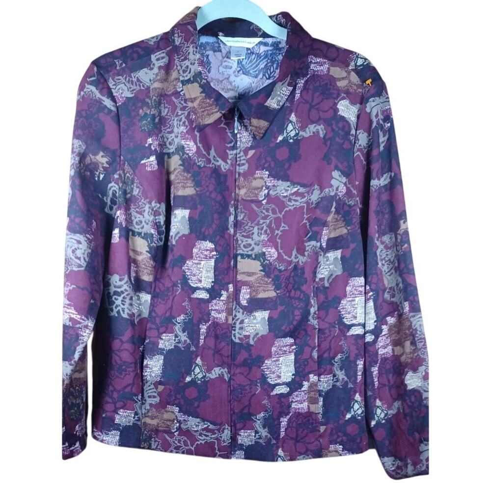 Christopher & Banks Women’s Large Full-Zip Jacket Floral Tapestry Multicolor